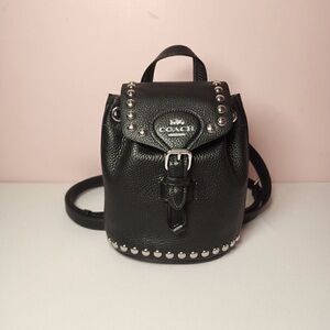 NEW Coach Amelia backpack with rivets Convertible wear BLACK
